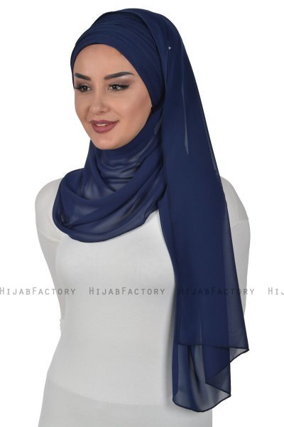 Alva - Marineblauw Praktisch Hijab & Onderkapje