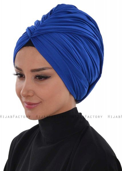 Amy - Blauw Katoen Turban - Ayse Turban