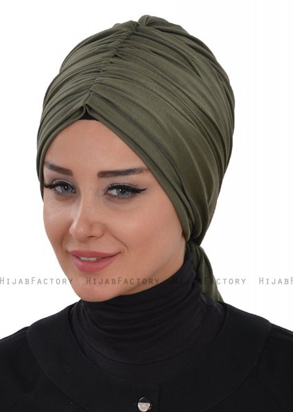Amy - Khaki Katoen Turban - Ayse Turban