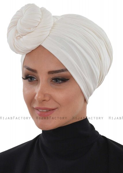 Amy - Offwhite Katoen Turban - Ayse Turban