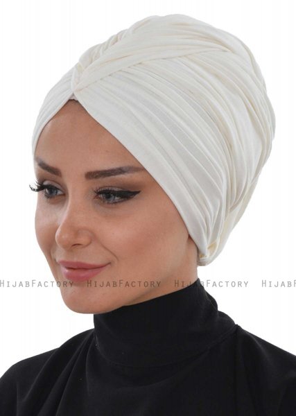 Amy - Offwhite Katoen Turban - Ayse Turban