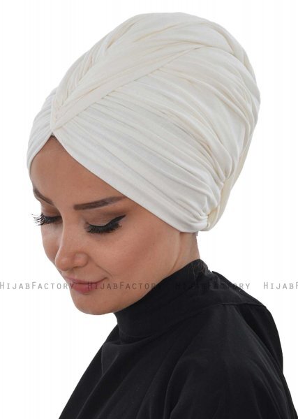 Amy - Offwhite Katoen Turban - Ayse Turban