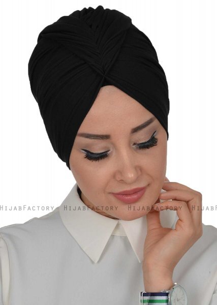 Amy - Zwart Katoen Turban - Ayse Turban 320001-3