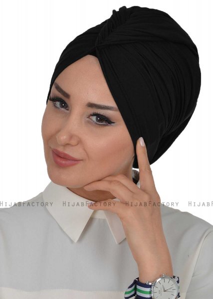 Amy - Zwart Katoen Turban - Ayse Turban 320001-4