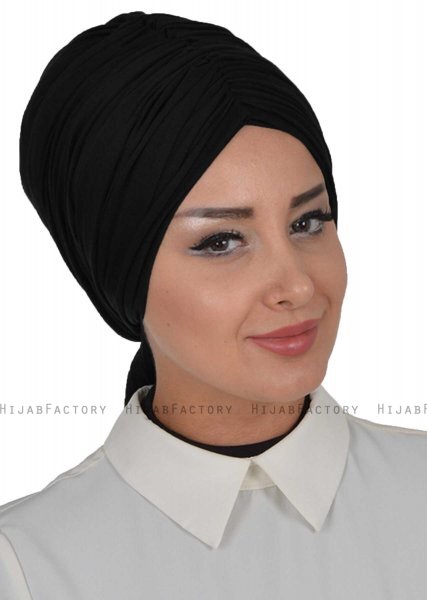 Amy - Zwart Katoen Turban - Ayse Turban 320001-5