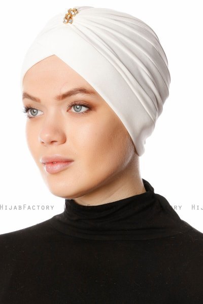 Arwa - Creme Crepe Chiffon Turban - Sehr-i Sal