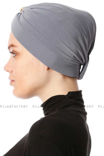 Arwa - Grijs Crepe Chiffon Turban - Sehr-i Sal