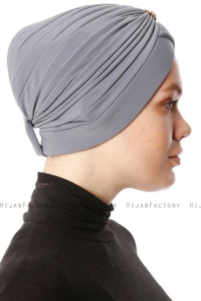 Arwa - Grijs Crepe Chiffon Turban - Sehr-i Sal