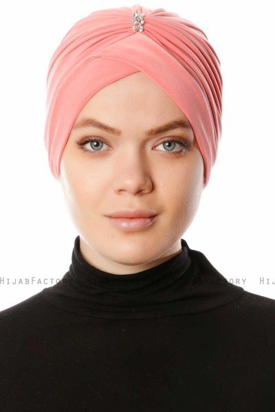Arwa - Framboos Crepe Chiffon Turban - Sehr-i Sal