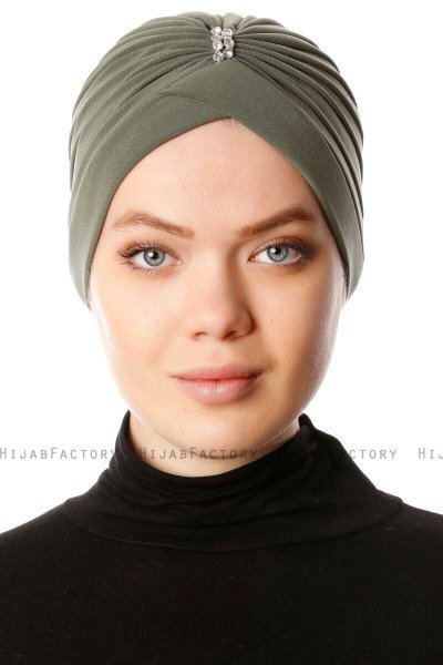 Arwa - Khaki Crepe Chiffon Turban - Sehr-i Sal