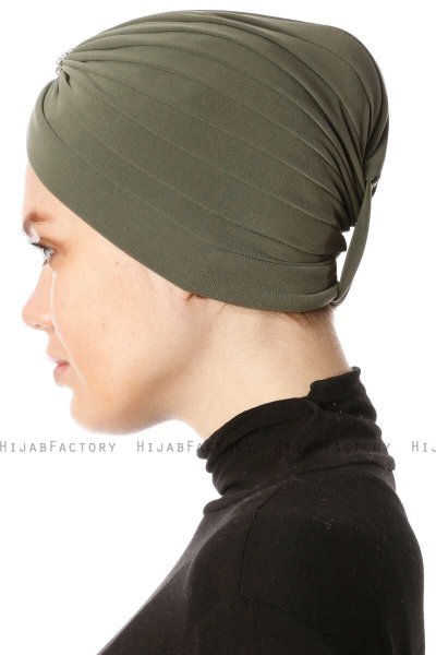 Arwa - Khaki Crepe Chiffon Turban - Sehr-i Sal