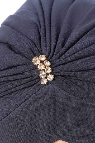 Arwa - Marineblauw Crepe Chiffon Turban - Sehr-i Sal
