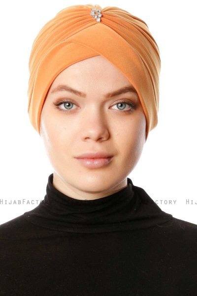 Arwa - Oranje Crepe Chiffon Turban - Sehr-i Sal