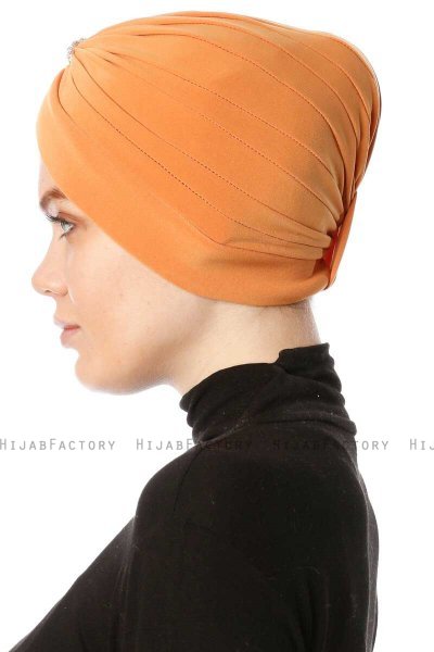 Arwa - Oranje Crepe Chiffon Turban - Sehr-i Sal