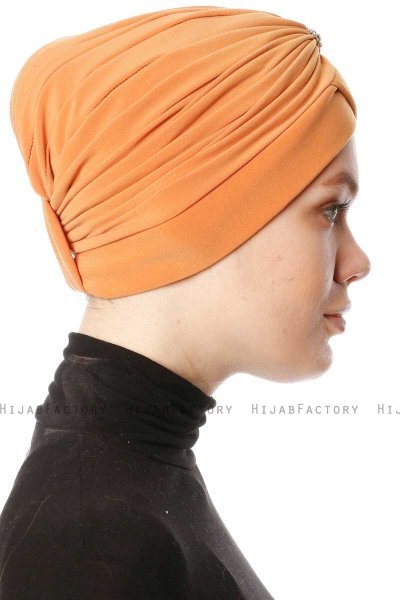 Arwa - Oranje Crepe Chiffon Turban - Sehr-i Sal