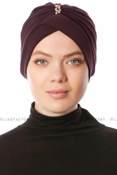 Arwa - Pruim Crepe Chiffon Turban - Sehr-i Sal