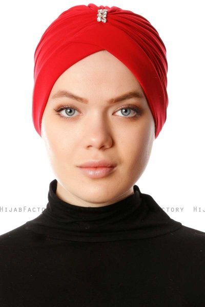 Arwa - Rood Crepe Chiffon Turban - Sehr-i Sal