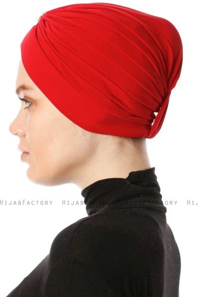 Arwa - Rood Crepe Chiffon Turban - Sehr-i Sal