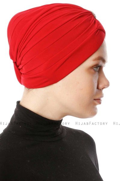 Arwa - Rood Crepe Chiffon Turban - Sehr-i Sal