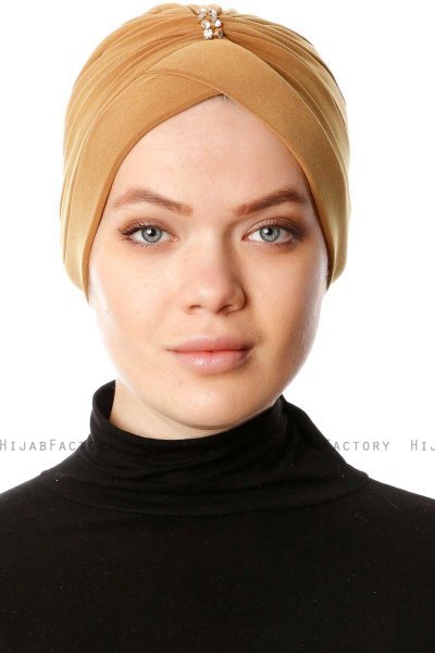 Arwa - Mosterd Crepe Chiffon Turban - Sehr-i Sal