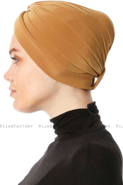 Arwa - Mosterd Crepe Chiffon Turban - Sehr-i Sal