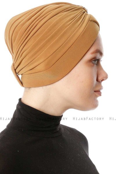 Arwa - Mosterd Crepe Chiffon Turban - Sehr-i Sal