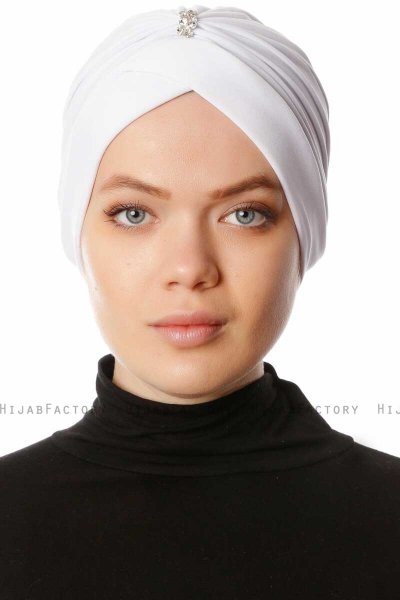 Arwa - Wit Crepe Chiffon Turban - Sehr-i Sal