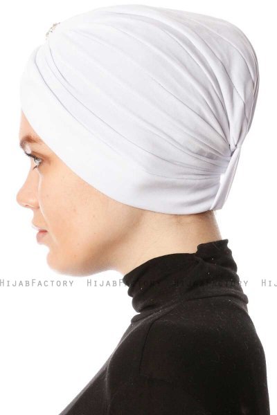 Arwa - Wit Crepe Chiffon Turban - Sehr-i Sal