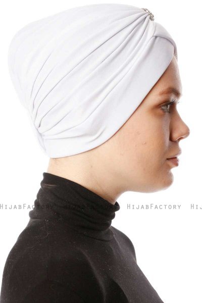 Arwa - Wit Crepe Chiffon Turban - Sehr-i Sal