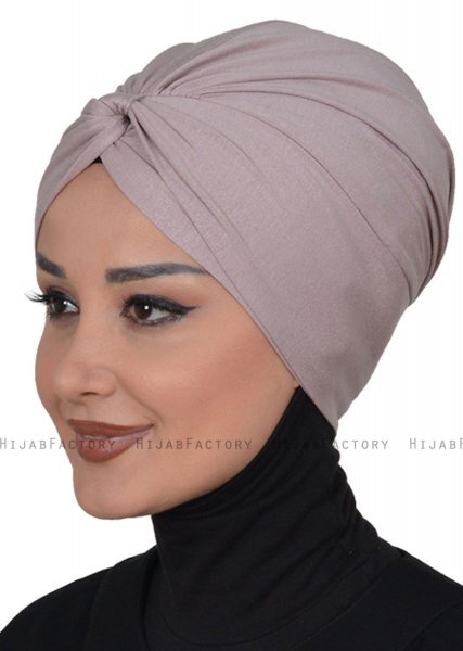 Astrid - Taupe Katoen Turban - Ayse Turban