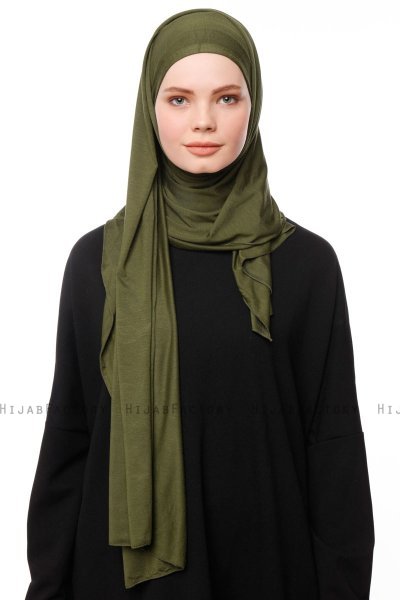 Asya - Khaki Praktisch Viscose Hijab