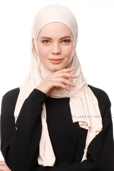 Asya - Licht Beige Praktisch Viscose Hijab