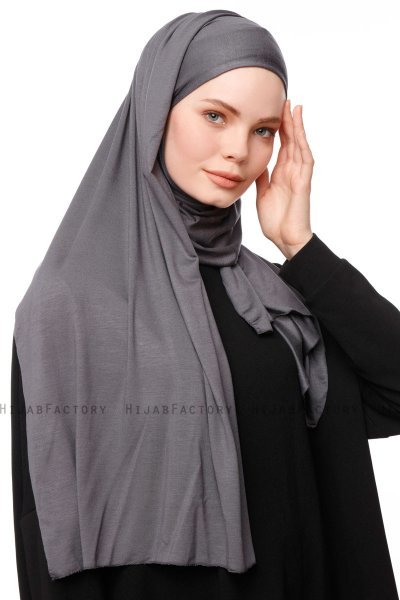 Asya - Donker Grijs Praktisch Viscose Hijab