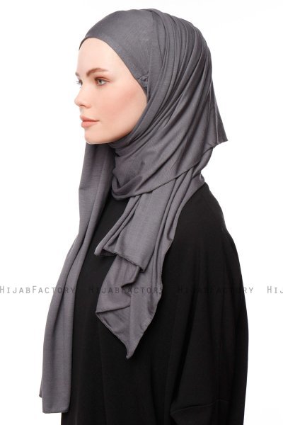 Asya - Donker Grijs Praktisch Viscose Hijab
