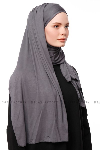 Asya - Donker Grijs Praktisch Viscose Hijab