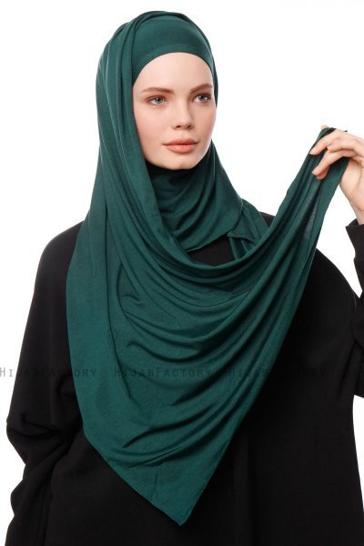 Asya - Donkergroen Praktisch Viscose Hijab