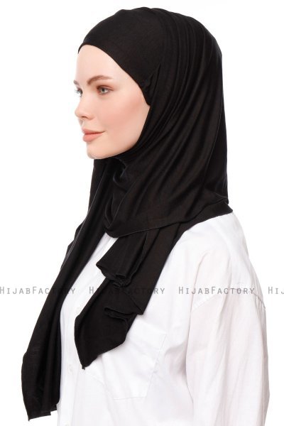 Asya - Zwart Praktisch Viscose Hijab