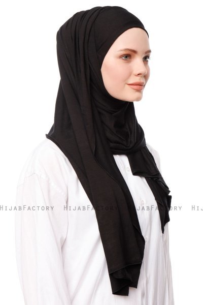 Asya - Zwart Praktisch Viscose Hijab