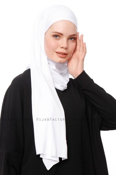 Asya - Wit Praktisch Viscose Hijab