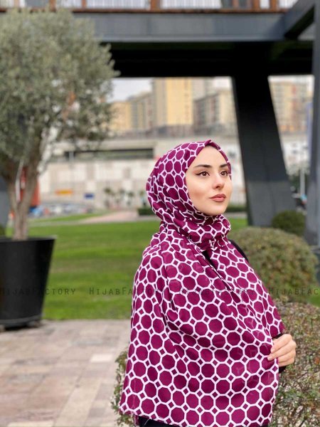 Atika - Bordeaux Gedessineerde Katoen Hijab - Mirach