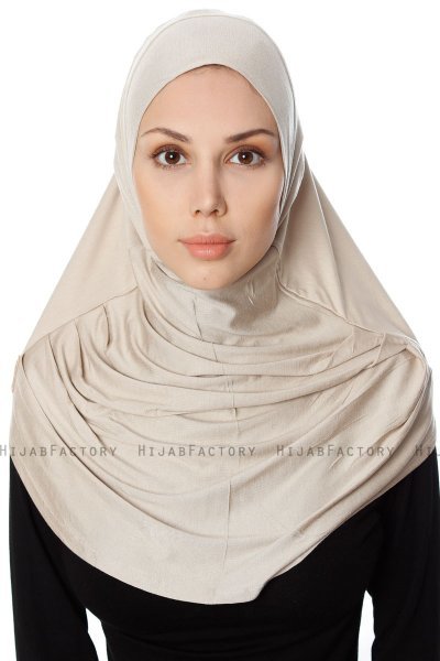 Ava - Licht Taupe Al Amira One-Piece Hijab - Ecardin