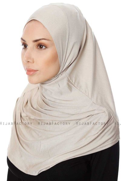 Ava - Licht Taupe Al Amira One-Piece Hijab - Ecardin