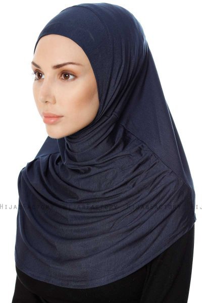 Ava - Marineblauw Al Amira One-Piece Hijab - Ecardin