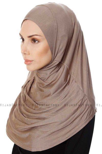 Ava - Donker Taupe Al Amira One-Piece Hijab - Ecardin