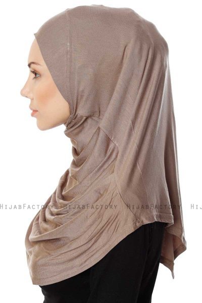 Ava - Donker Taupe Al Amira One-Piece Hijab - Ecardin