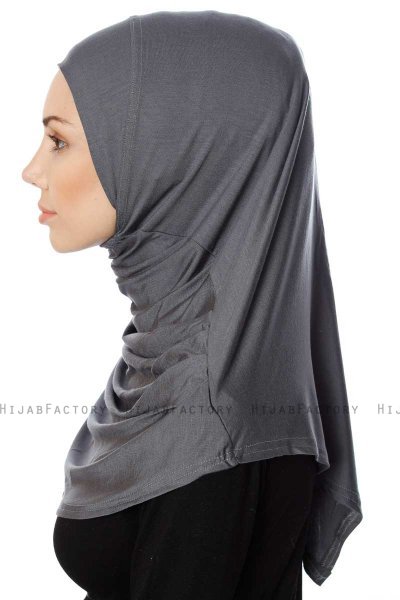 Ava - Donker Grijs Al Amira One-Piece Hijab - Ecardin