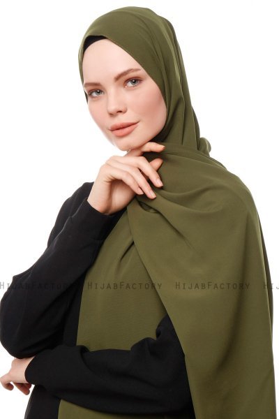 Aylin - Khaki Medine Silk Hijab - Gülsoy