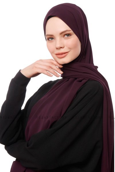 Aylin - Donkerpaars Medine Silk Hijab - Gülsoy