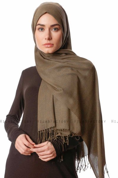 Aysel - Donker Khaki Pashmina Hijab - Gülsoy