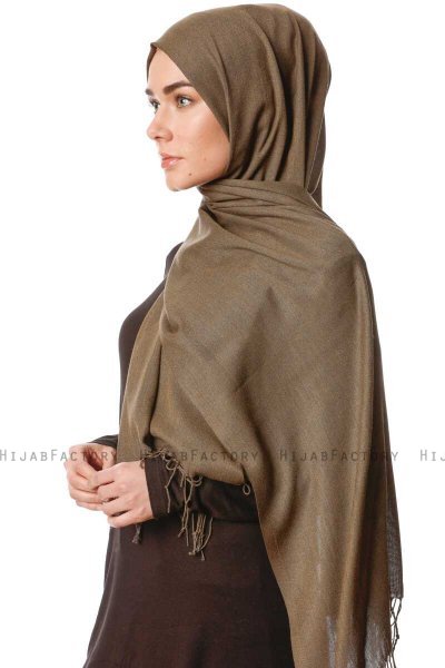 Aysel - Donker Khaki Pashmina Hijab - Gülsoy
